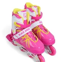Коньки раздвижные BlackAqua, р. 35-38, для фитнеса, с роликовой платформой, цвет фуксия