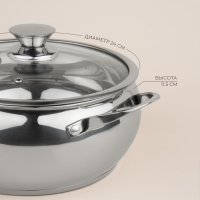 Кастрюля из нержавеющей стали SL Home &laquo;Олла&raquo;, 5,2 л, d=24 см, h=11,5 см, с крышкой, капсульное дно, индукция