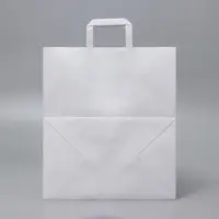 Пакет крафт без печати, белый, плоская ручка, 32 х 20 х 37 см
