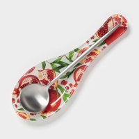 Подставка под ложку Доляна &laquo;Гранат&raquo;, 23,5&times;8,3&times;1,5 см, стекло, рисунок