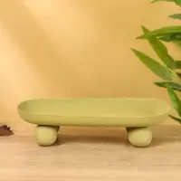 Блюдо сервировочное текстурное на золотых ножках сферах "Олива" 20х10,5х5 см