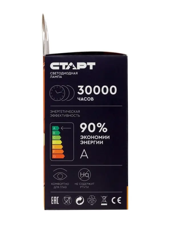 Лампа светодиодная СТАРТ, 20 Вт, Е27, А60, 2700К, 1600 Лм, теплый свет