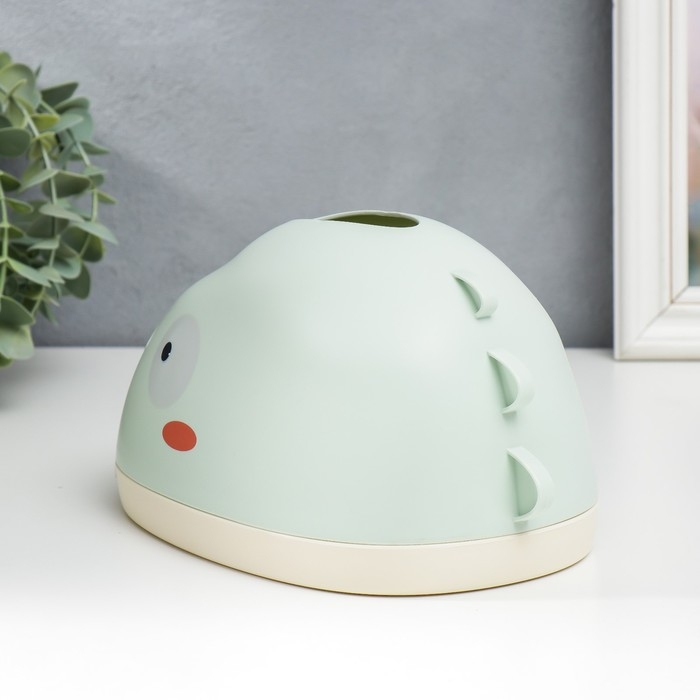 Шкатулка пластик для салфеток "Динозавр" светло-зелёная 12х12х21 см