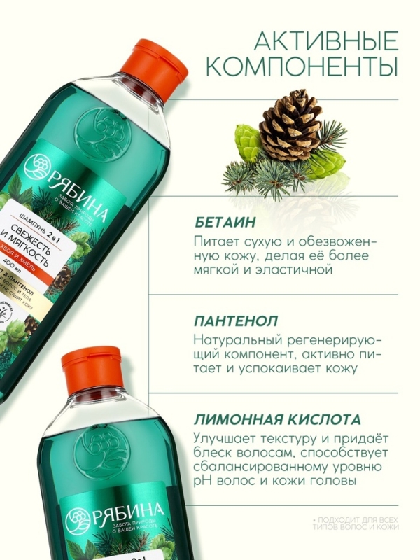 Мужской шампунь 2 в 1, 400 мл