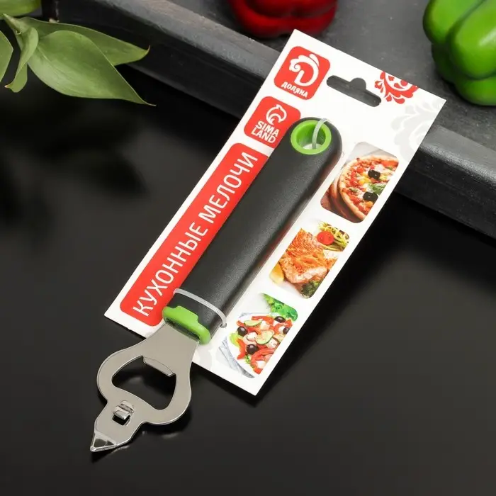 Нож консервный Доляна Lime, 18&times;4,5 см, цвет чёрно-зелёный