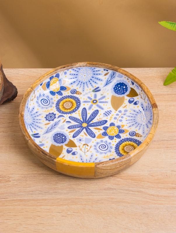 Блюдо "Васильки" дерево манго 25х25х4,5 см