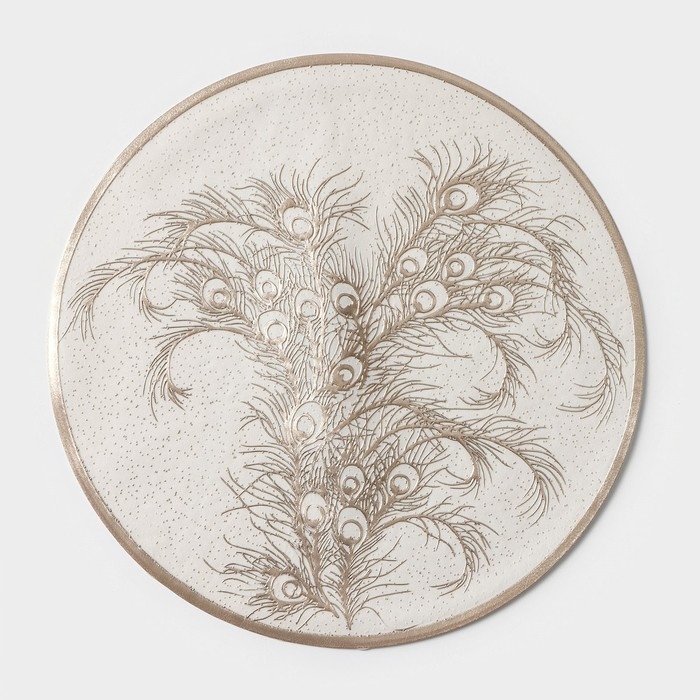 Салфетки сервировочные на стол Доляна &laquo;Павлин&raquo;, 2 шт, d=38 см, цвет бежевый