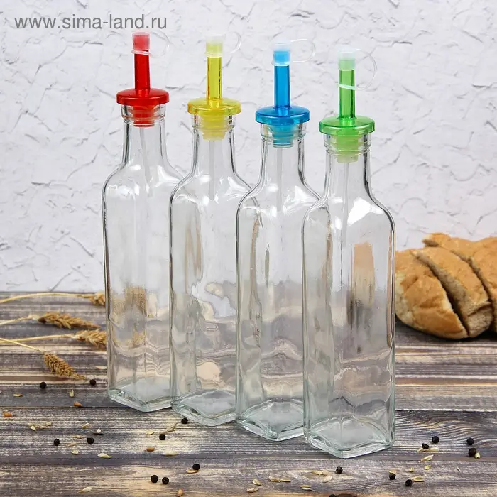 Бутыль стеклянная для соусов и масла &laquo;Классик&raquo;, 270 мл, 5&times;25 см, цвет крышки МИКС