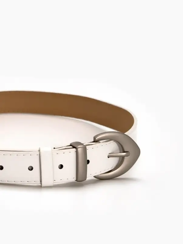 Ремень жен 05-01-02-01, Июнь2506, 3*0,3*110 см, без винта, пряж мат металл, 1 прокол, белый   109031