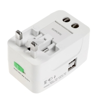 Адаптер универсальный, 3 А, 5 в 1, 1 USB-A, 220 В, белый