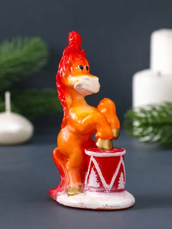 Свеча фигурная "Лошадка цирковая" 4,5х6х11 см, цв. золотой