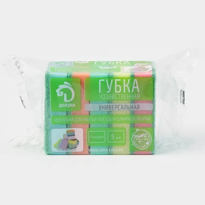 Набор губок для посуды с чистящим слоем Доляна &laquo;Супер&raquo;, 10&times;7&times;2.5 см, 5 шт.