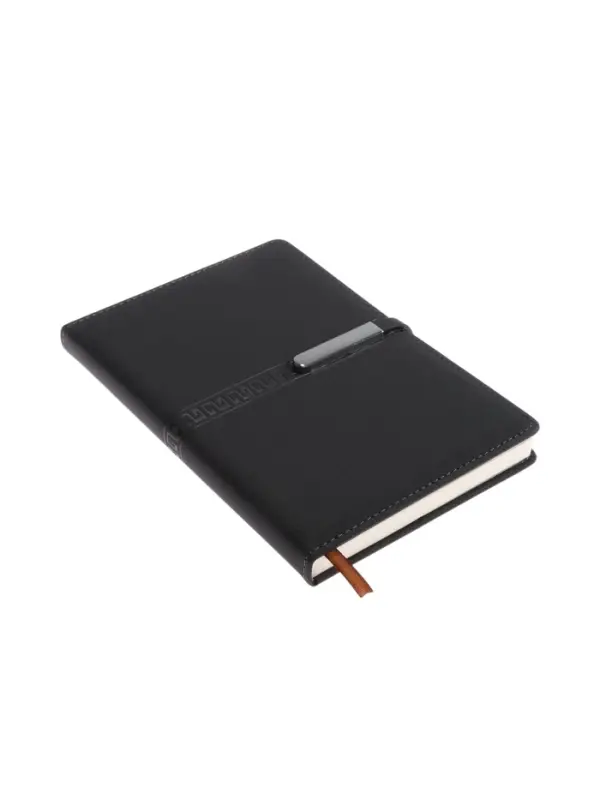 Ежедневник недатированный формат А5, с хлястиком, 112л, линия, пвх, Узор Черный