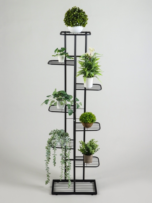 Подставка для цветов Greengo, 8 полок, 43 &times; 22 &times; 141 см, напольная, металл, чёрная