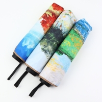 Зонт механический &laquo;Пейзаж&raquo;, эпонж, 4 сложения, 8 спиц, R = 48/55 см, D = 110 см, цвет МИКС