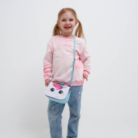 Сумка детская для девочки &laquo;Единорог&raquo;, отдел на молнии, цвет белый/голубой, 16х6,5х12 см