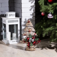 Светодиодная фигура &laquo;Ёлка с шишками&raquo; 31 &times; 40 &times; 9 см, текстиль, металл, батарейки ААх2 (не в комплекте), свечение тёплое белое