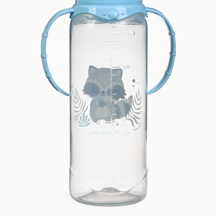 Бутылочка для кормления &laquo;Lovely baby&raquo; 250 мл, цилиндр, с ручками, цвет голубой