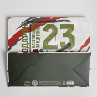 Пакет подарочный ламинированный горизонтальный, упаковка, &laquo;Настоящему Защитнику&raquo;, ML 27 х 23 х 11,5 см