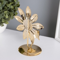 Подсвечник на 1 свечу металл d=4 см "Подсолнух" золото 7,7х12,5х16,3 см