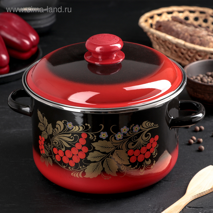 Кастрюля эмалированная &laquo;Рябинушка&raquo;, 4 л, индукция