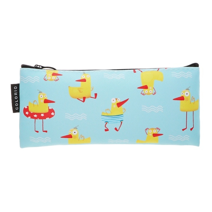 Пенал мягкий 1 отделение, 90х200, плоский, искусственная кожа, универсальный, голубой, Colorio