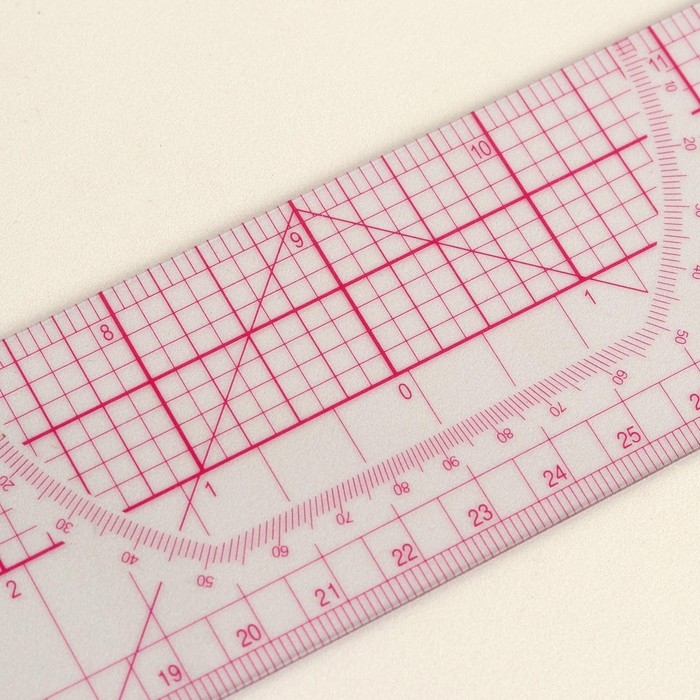 Линейка для квилтинга и пэчворка, 45 &times; 5 см, толщина 0,5 мм, цвет прозрачный