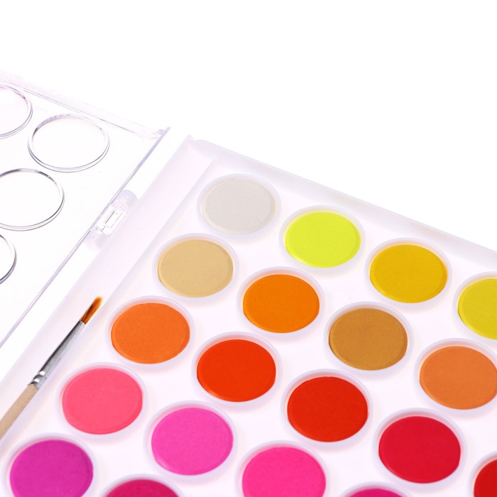 Краски акварельные 48 цветов, круглые, диаметр кюветы 23 мм, с кистью, пластиковый пенал, CALLIGRATA TOP