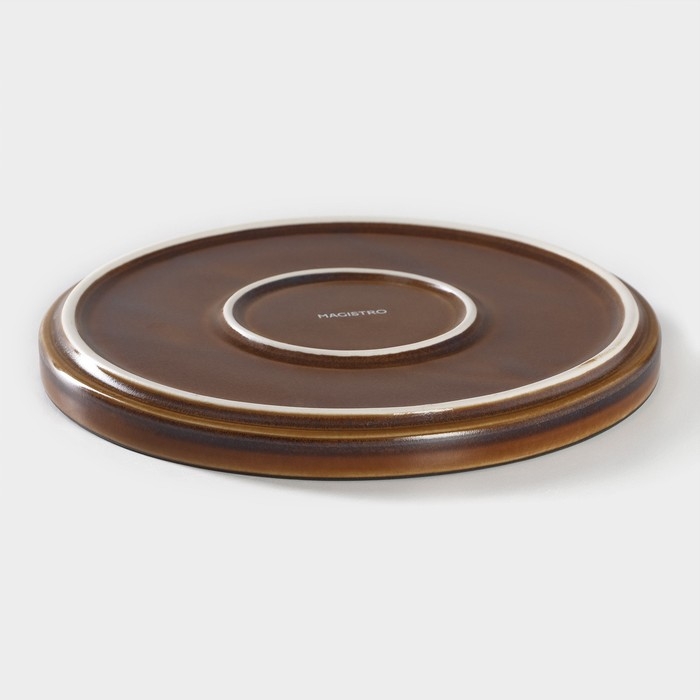 Тарелка фарфоровая десертная Magistro Garland, d=18,2 см, цвет синий