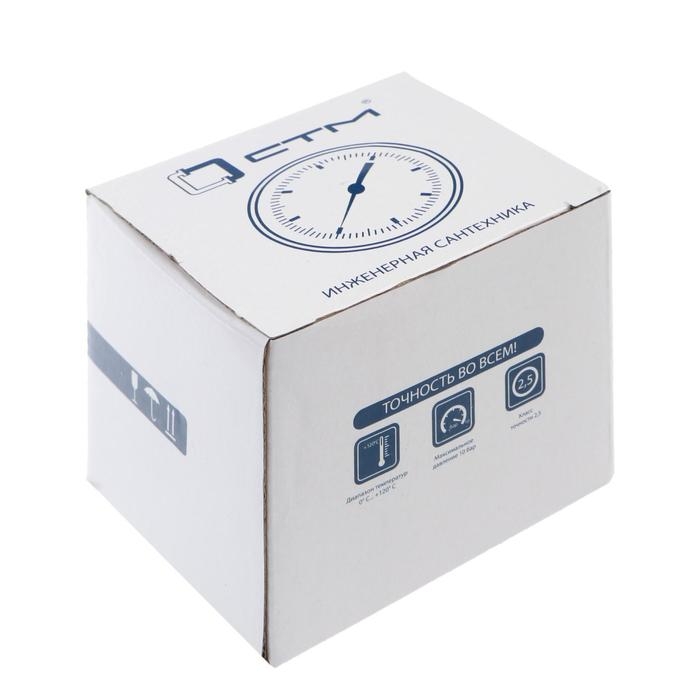 Термоманометр "CTM", аксиальный, Дк 80 мм, 1 МПа, наружная резьба 1/4", 120&deg;С