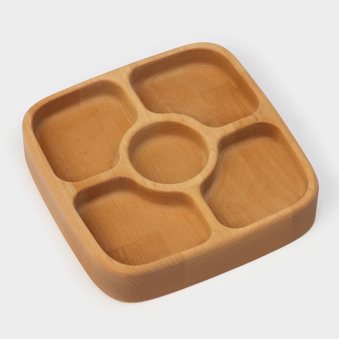 Менажница деревянная глубокая Adelica, 5 секций, береза, 18&times;18&times;4 см