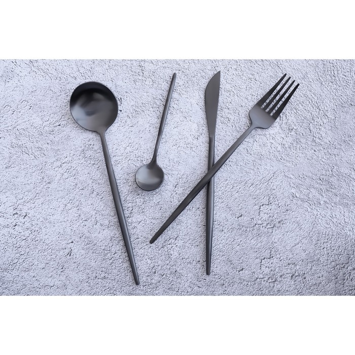 Вилка столовая из нержавеющей стали Magistro &laquo;Фолк&raquo;, h=22 см, цвет чёрный