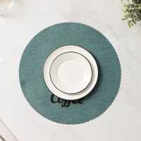 Салфетки сервировочные на стол Доляна Coffee, 4 шт, d=37 см, цвет бирюзовый