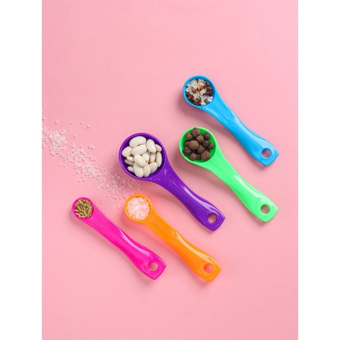 Набор мерных ложек Доляна &laquo;Креатив&raquo;, 5 шт: 1 мл, 2,5 мл, 5 мл, 7,5 мл, 15 мл, цвет МИКС