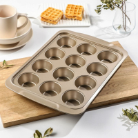 Форма для выпечки Доляна &laquo;Жаклин. Круг&raquo;, 40&times;28&times;4 см, 12 ячеек, антипригарное покрытие, цвет золотой