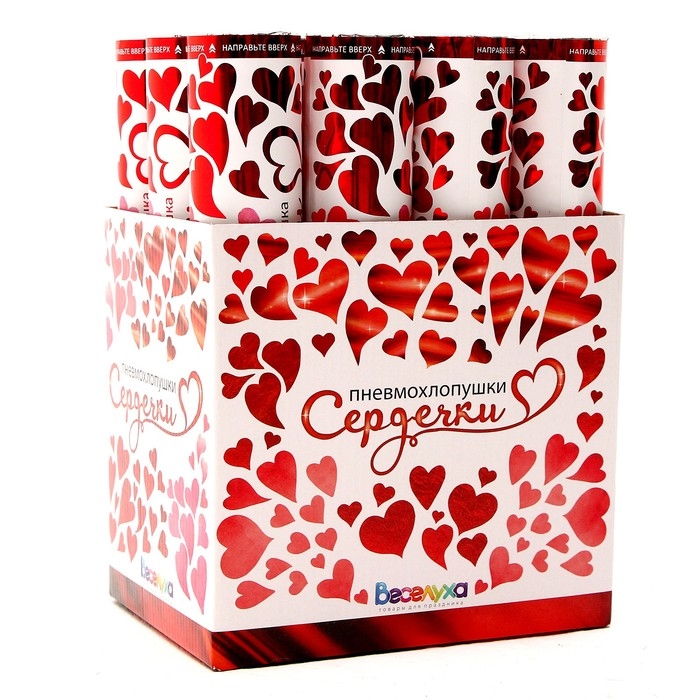 Пневмохлопушка &laquo;Сердечки&raquo;, 30 см
