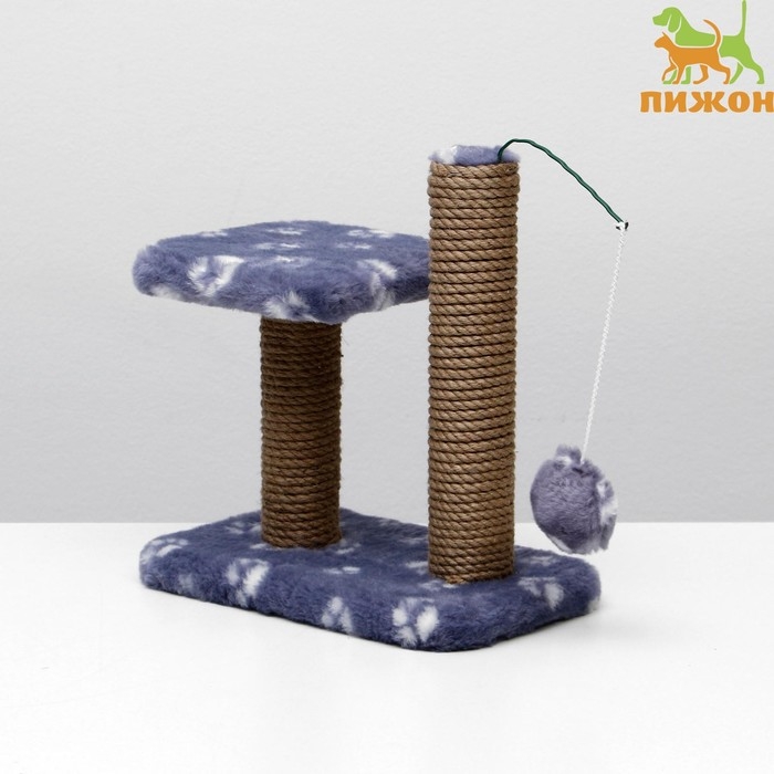 Когтеточка для котят двойная, 30 х 20 х 34 см, джут, серая с лапками Когтеточка для котят двойная, 30 х 20 х 34 см, джут, серая с лапками