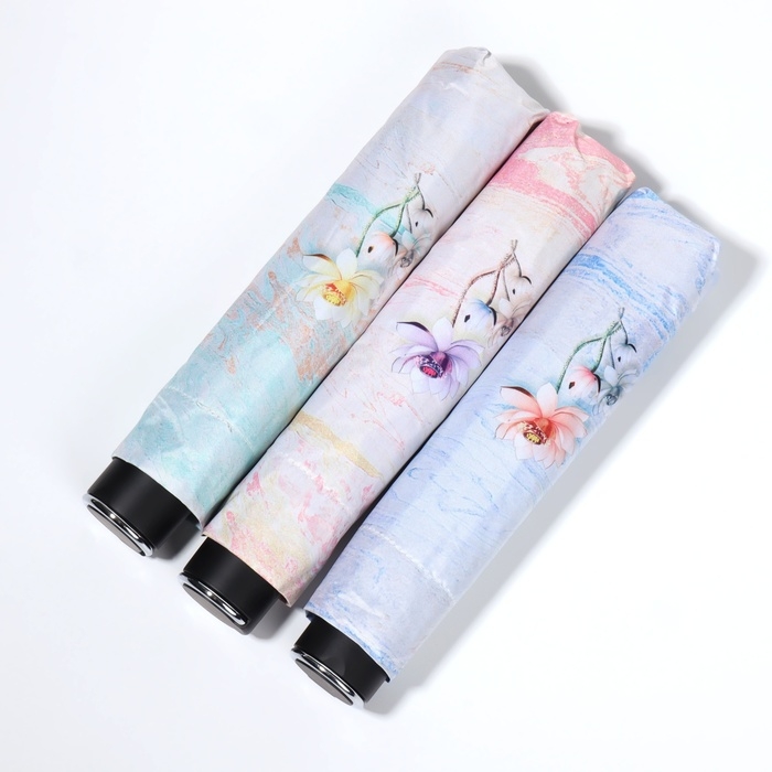 Зонт механический &laquo;Лилии&raquo;, эпонж, 4 сложения, 8 спиц, R = 47/55 см, D = 110 см, цвет МИКС