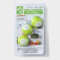 Поглотитель запаха для холодильника Доляна, 3 шт, d=5 см