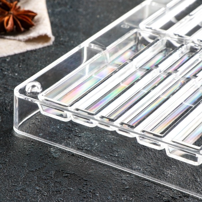 Форма для шоколада &laquo;Стикс&raquo;, 20&times;12&times;2,5 см, 12 ячеек 9&times;1,5/1/0,8 см, цвет прозрачный