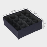 Органайзер для хранения белья LaDо́m, 16 ячеек, 32&times;32&times;12 см, цвет графитовый