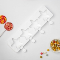 Форма для мороженого Доляна &laquo;Звезда&raquo;, силикон, 28,5&times;10,5&times;2 см, 4 ячейки, цвет белый