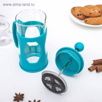 Чайник заварочный френч - пресс Доляна &laquo;Оливер&raquo;, 350 мл, стекло, цвет бирюзовый