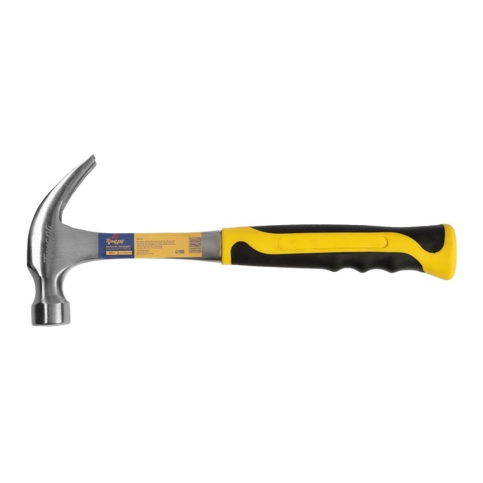 Молоток-гвоздодер ТУНДРА ПРОФИ, цельнокованый, двухкомпонентная рукоятка, 350 г