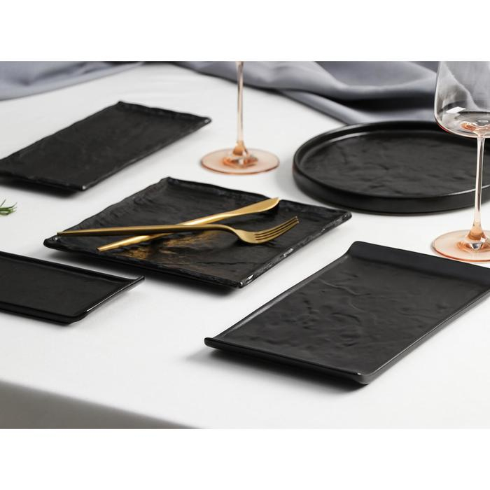 Блюдо фарфоровое для подачи Magistro Pietra lunare, 21&times;21 см, цвет чёрный