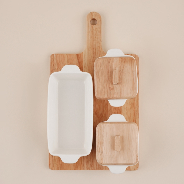 Набор для подачи блюд фарфорвый SL Home &laquo;Тренто&raquo; на подставке, 4 предмета: 3 ёмкости 500/250 мл, подставка