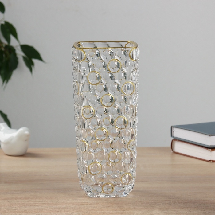 Ваза стекло настольная "Альма галант" круги, 24х10 см, прозрачный