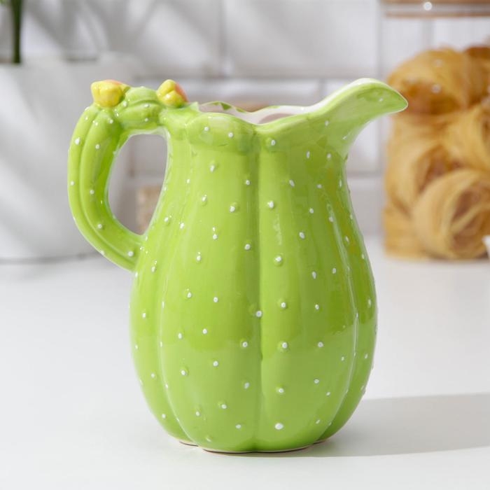 Кувшин для воды керамический &laquo;Кактус&raquo;, 1 л, 11&times;18,5 см, цвет зелёный