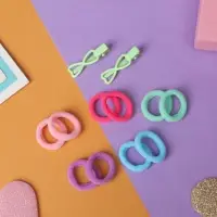 Набор для волос "Карамель" (10 резинок 1,5 см, 2 зажима 3 см) сердечки, зелёный