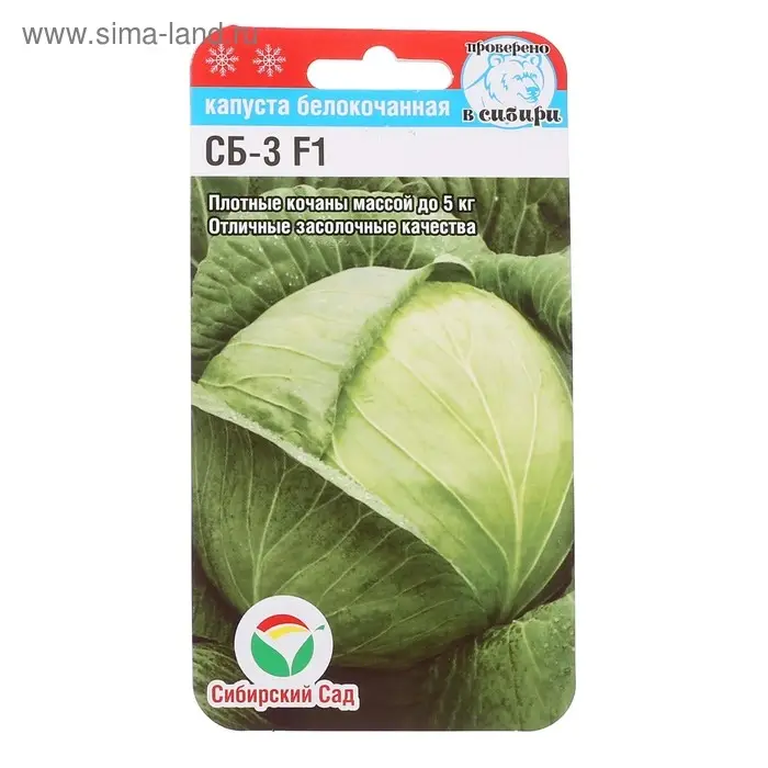 Семена Капусты белокочанной "СБ-3", F1, 25 шт.